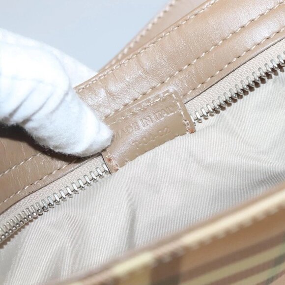 BURBERRY Nova Check Hand Bag PVC Beige Silver - Picture 11 of 16